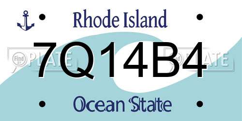7Q14B4 Rhode Island License Plate