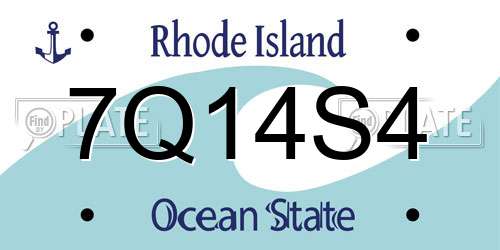 7Q14S4 Rhode Island License Plate