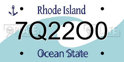 7Q22O0 Rhode Island License Plate