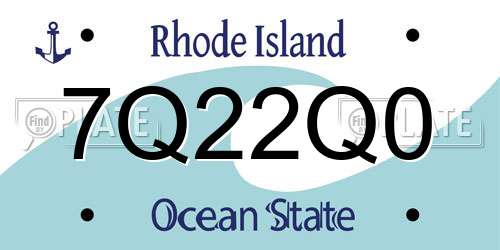7Q22Q0 Rhode Island License Plate
