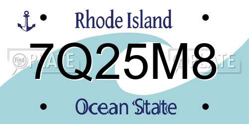 7Q25M8 Rhode Island License Plate