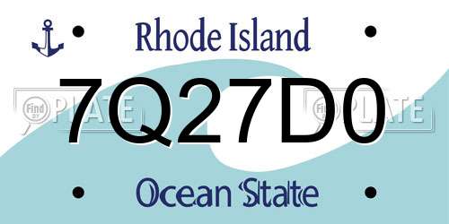 7Q27D0 Rhode Island License Plate