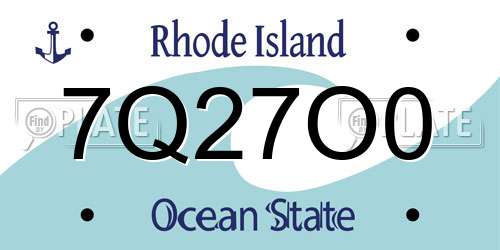 7Q27O0 Rhode Island License Plate