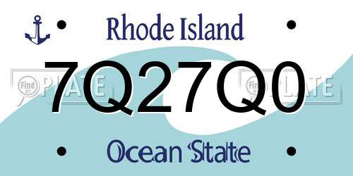 7Q27Q0 Rhode Island License Plate