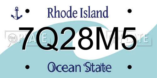 7Q28M5 Rhode Island License Plate