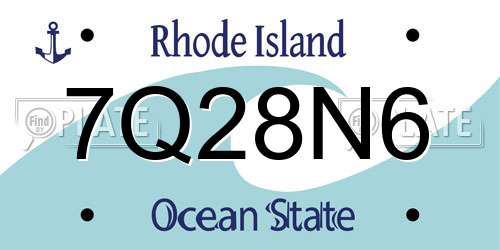 7Q28N6 Rhode Island License Plate