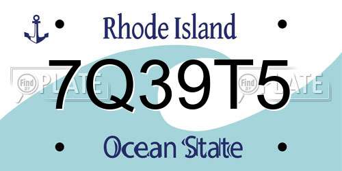 7Q39T5 Rhode Island License Plate