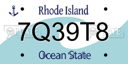 7Q39T8 Rhode Island License Plate