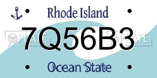 7Q56B3 Rhode Island License Plate