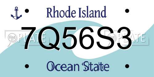 7Q56S3 Rhode Island License Plate