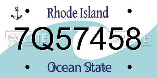 7Q57458 Rhode Island License Plate