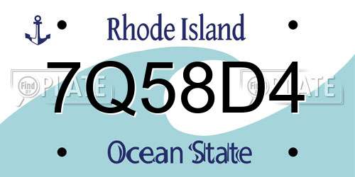 7Q58D4 Rhode Island License Plate