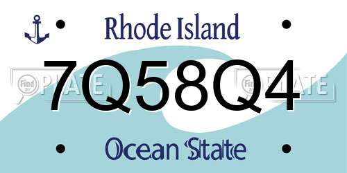 7Q58Q4 Rhode Island License Plate