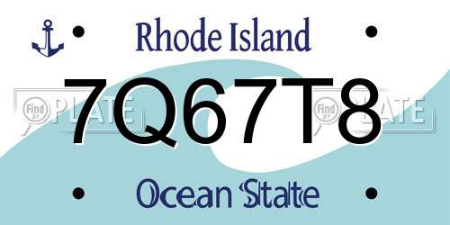 7Q67T8 Rhode Island License Plate