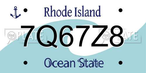 7Q67Z8 Rhode Island License Plate