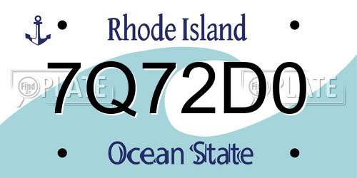 7Q72D0 Rhode Island License Plate