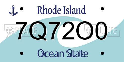 7Q72O0 Rhode Island License Plate