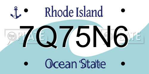 7Q75N6 Rhode Island License Plate