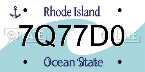 7Q77D0 Rhode Island License Plate
