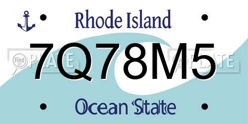 7Q78M5 Rhode Island License Plate
