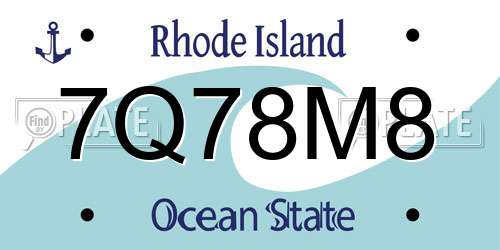 7Q78M8 Rhode Island License Plate