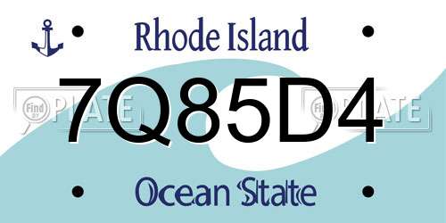 7Q85D4 Rhode Island License Plate