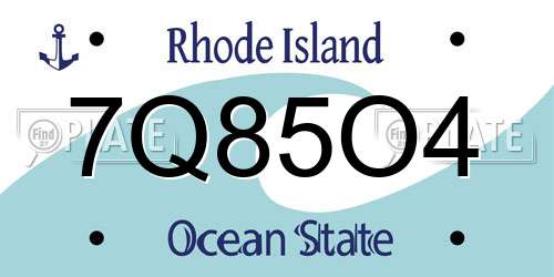 7Q85O4 Rhode Island License Plate