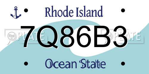 7Q86B3 Rhode Island License Plate