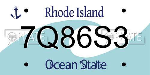 7Q86S3 Rhode Island License Plate