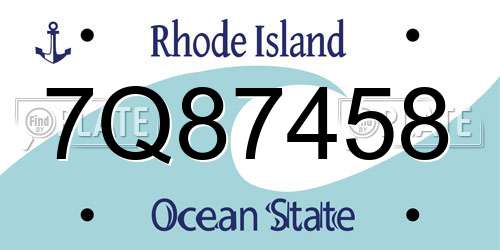 7Q87458 Rhode Island License Plate