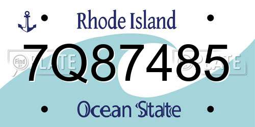 7Q87485 Rhode Island License Plate
