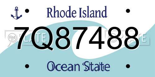 7Q87488 Rhode Island License Plate