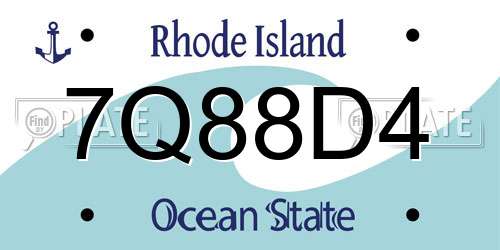 7Q88D4 Rhode Island License Plate