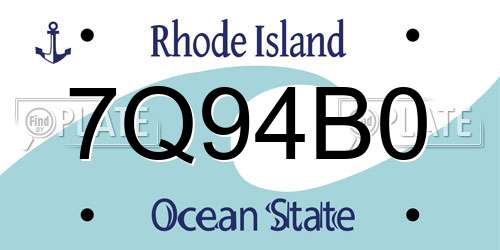 7Q94B0 Rhode Island License Plate