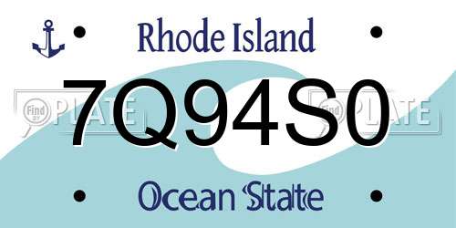 7Q94S0 Rhode Island License Plate