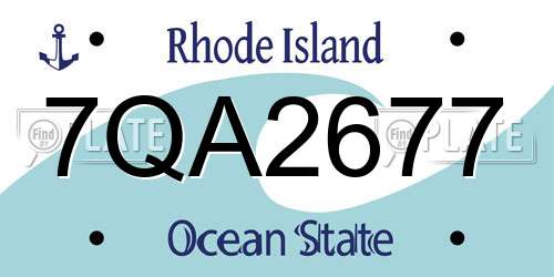 7QA2677 Rhode Island License Plate