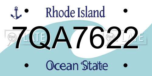 7QA7622 Rhode Island License Plate