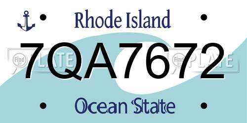 7QA7672 Rhode Island License Plate