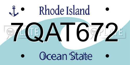 7QAT672 Rhode Island License Plate