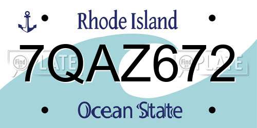 7QAZ672 Rhode Island License Plate