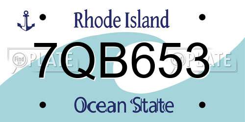 7QB653 Rhode Island License Plate
