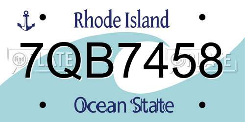 7QB7458 Rhode Island License Plate
