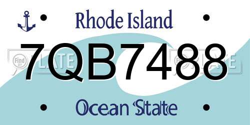7QB7488 Rhode Island License Plate