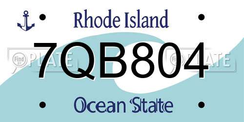 7QB804 Rhode Island License Plate