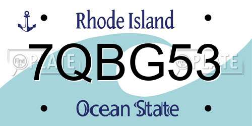 7QBG53 Rhode Island License Plate