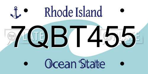7QBT455 Rhode Island License Plate