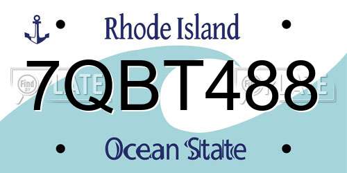 7QBT488 Rhode Island License Plate