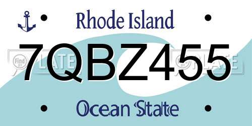 7QBZ455 Rhode Island License Plate