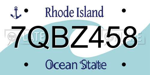 7QBZ458 Rhode Island License Plate