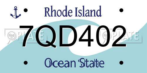 7QD402 Rhode Island License Plate